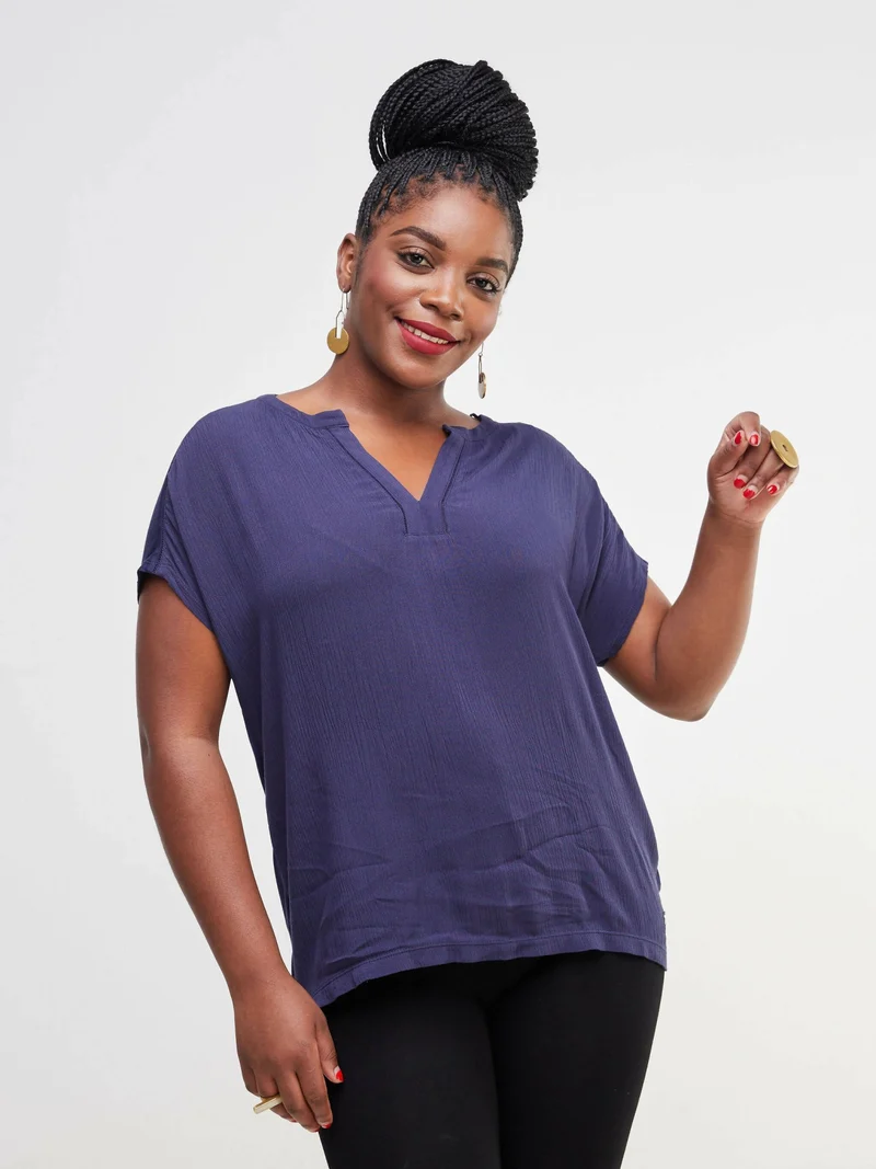Valuespot Jersey Shirt With Crepe Front - Dark Blue