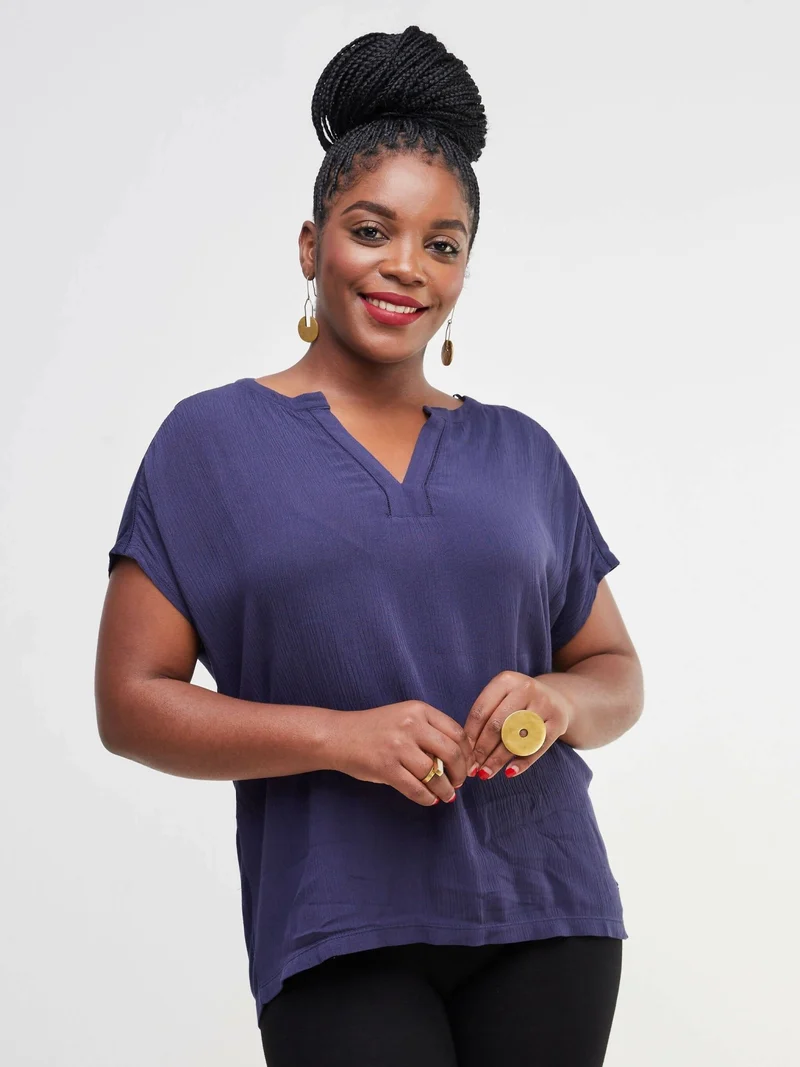 Valuespot Jersey Shirt With Crepe Front - Dark Blue