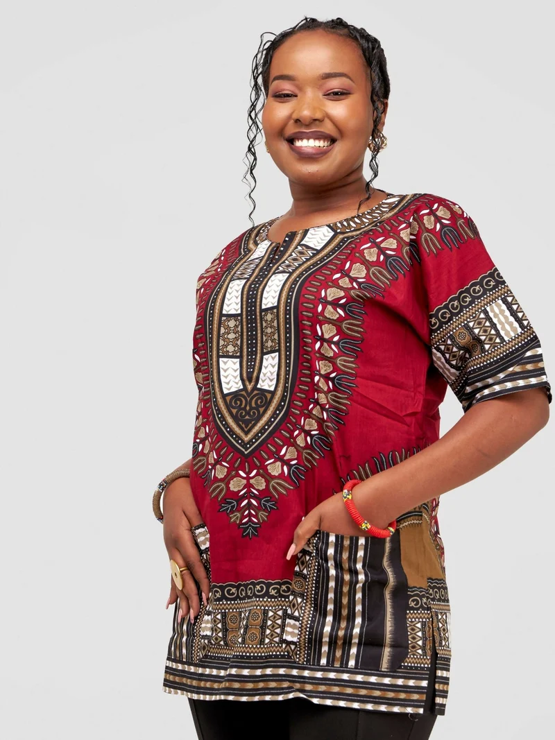 Dashiki Shirt - Maroon