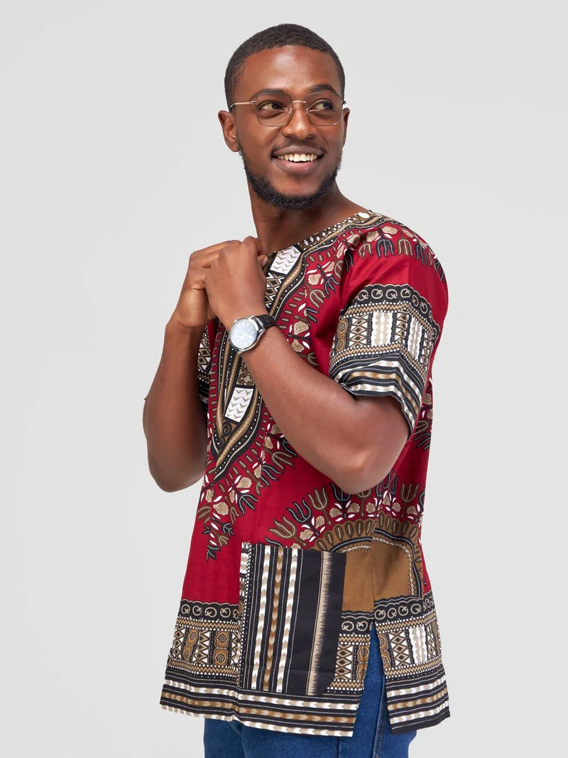 Dashiki Shirt - Maroon