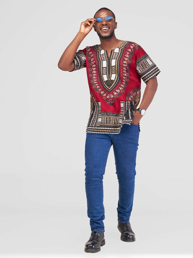 Dashiki Shirt - Maroon