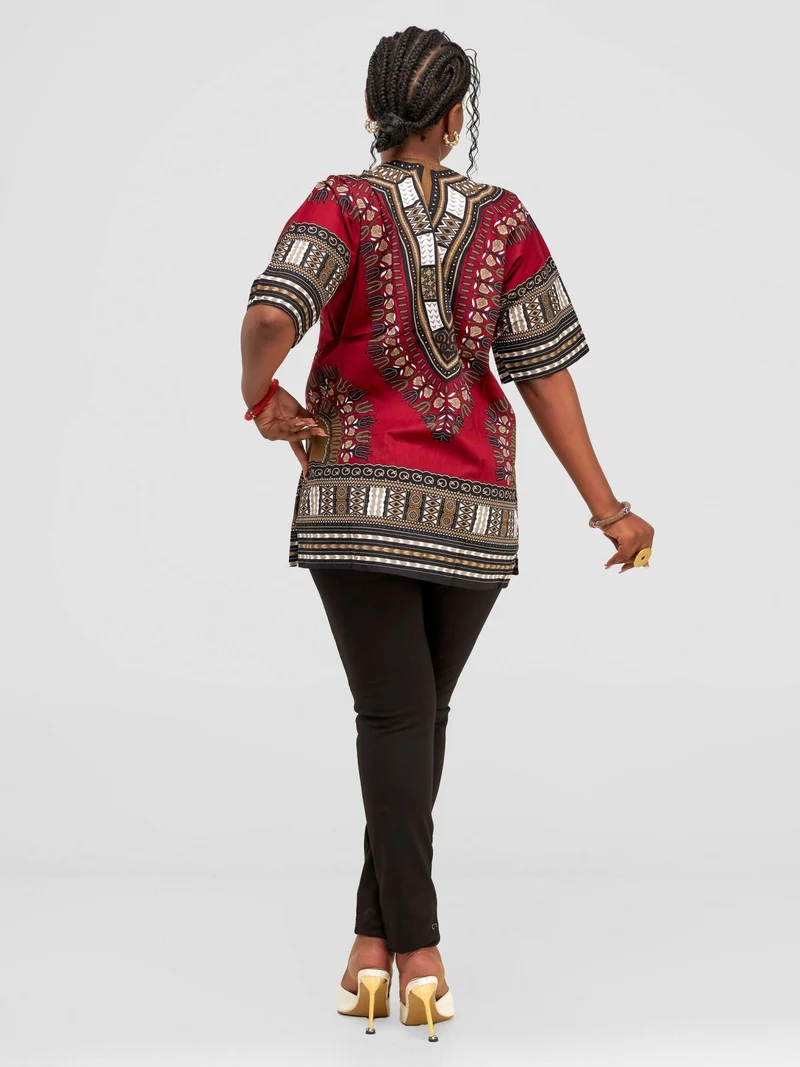 Dashiki Shirt - Maroon