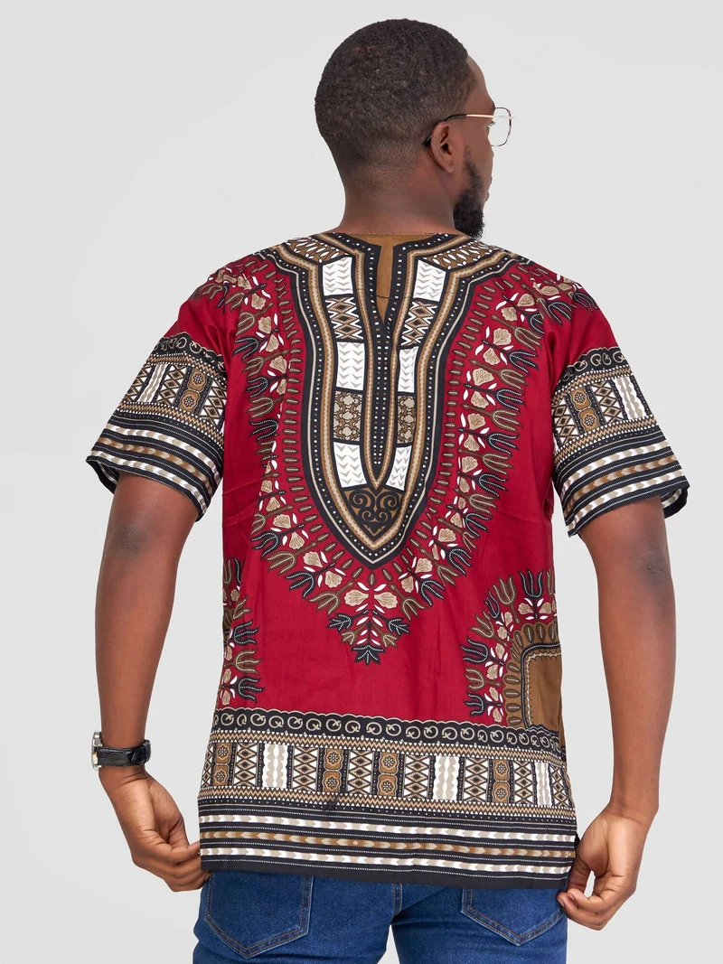 Dashiki Shirt - Maroon