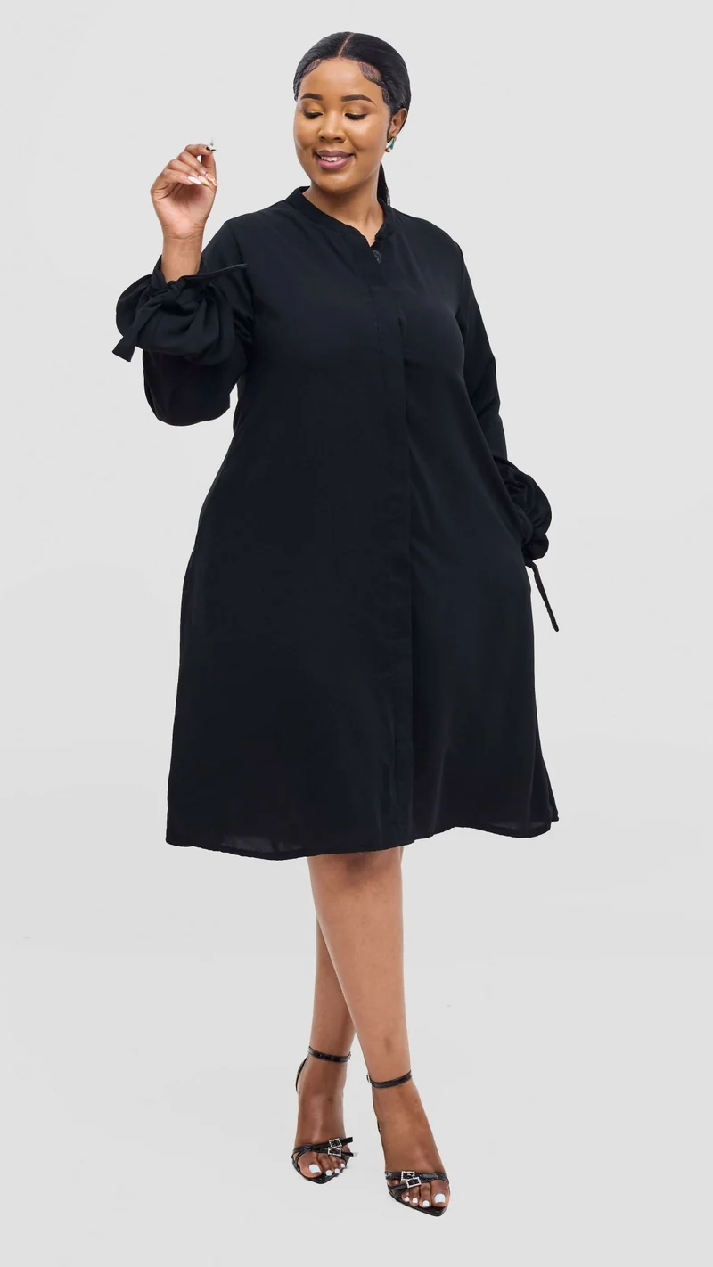 Lucille Couture Elaine Shirt Dress - Black