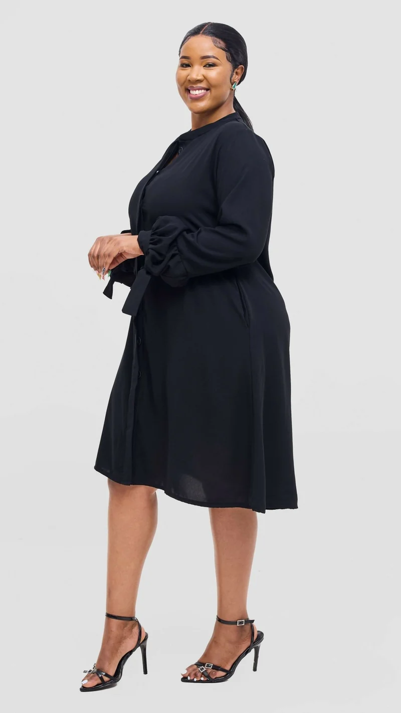 Lucille Couture Elaine Shirt Dress - Black