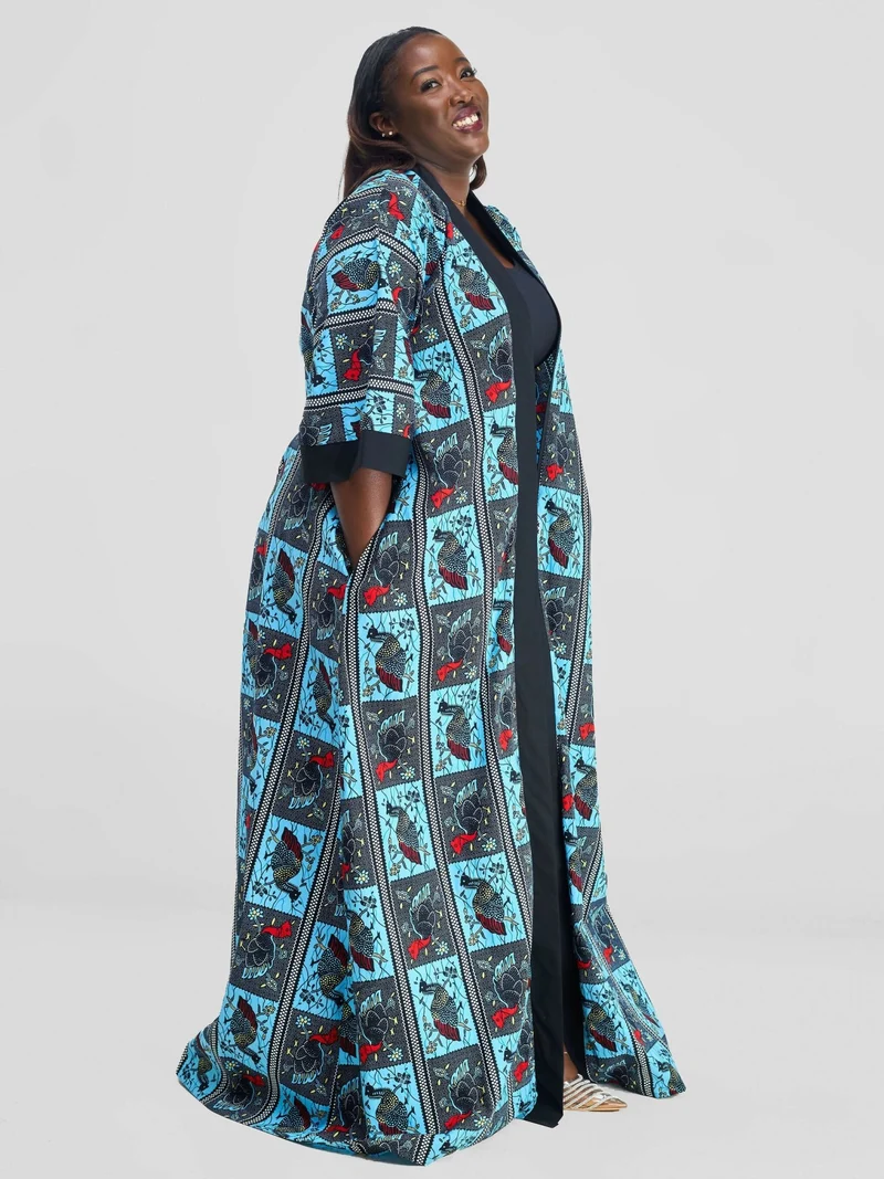 Simbaress Fashion Ndege Long Kimono - Blue