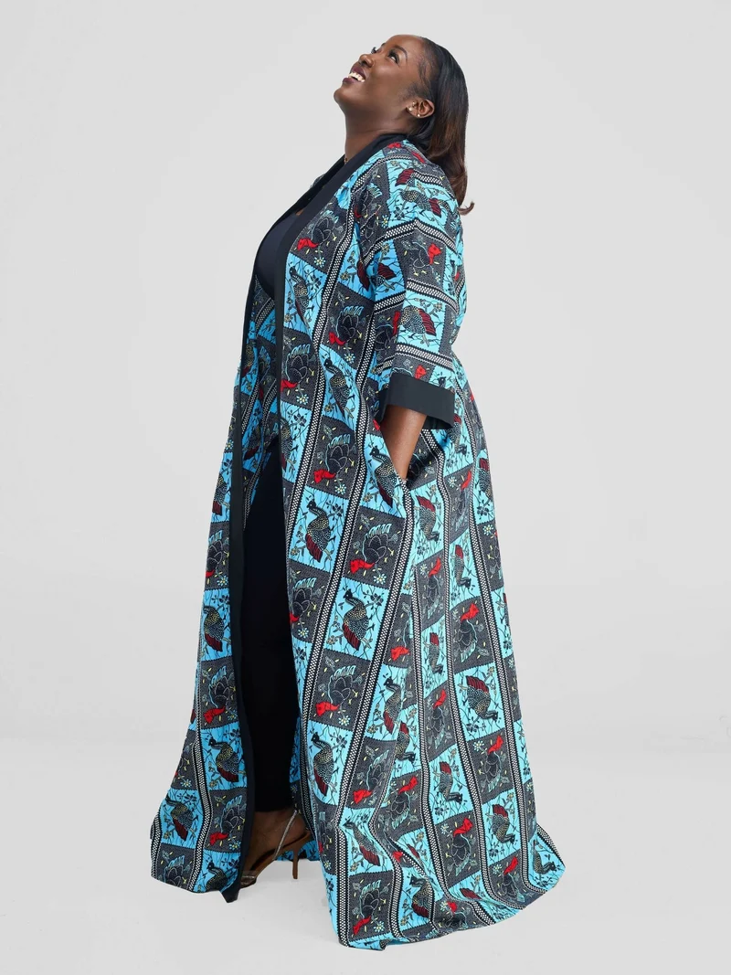Simbaress Fashion Ndege Long Kimono - Blue