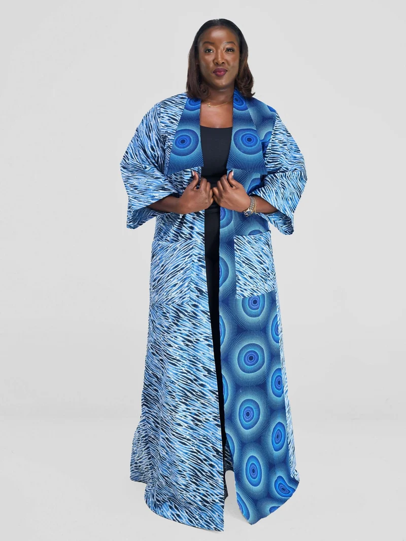 Simbaress Waridi Long Kimono - Blue