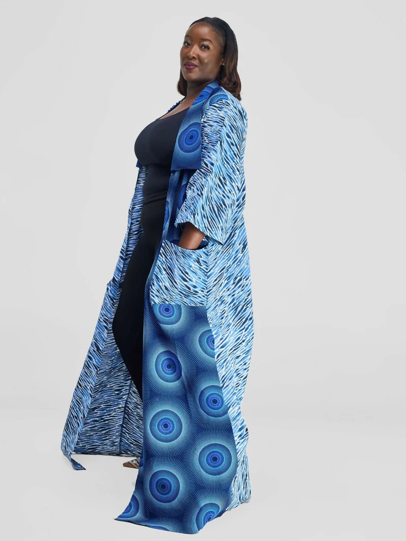 Simbaress Waridi Long Kimono - Blue