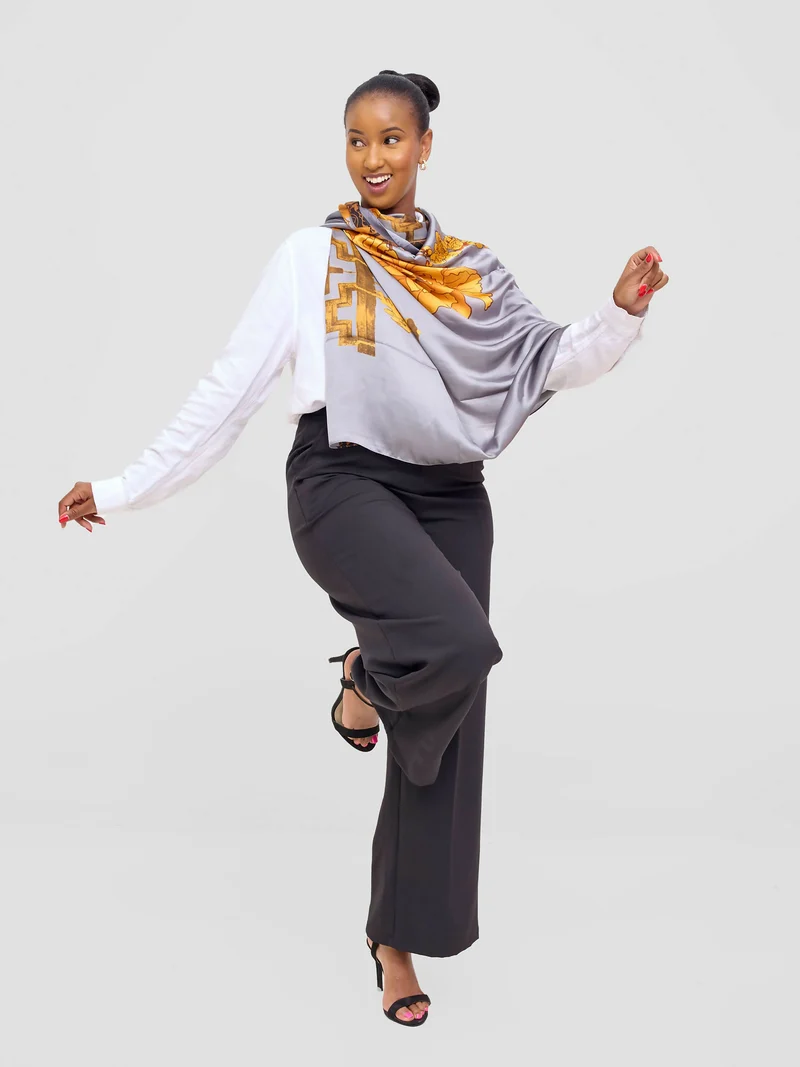 Ukiyo Lifestyle Silk Scarf - Grey