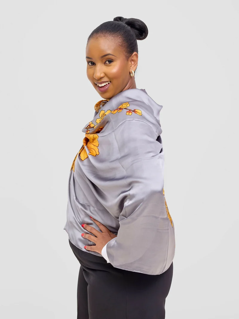 Ukiyo Lifestyle Silk Scarf - Grey
