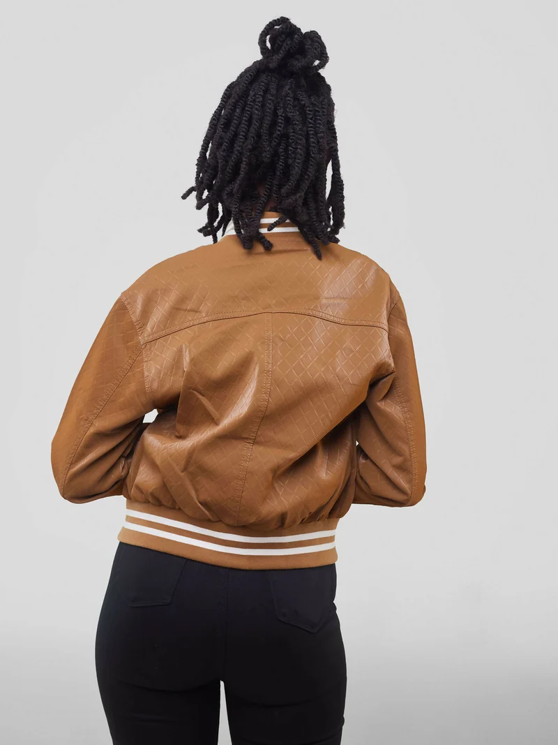 Stylish Sisters Leather Jacket - Brown
