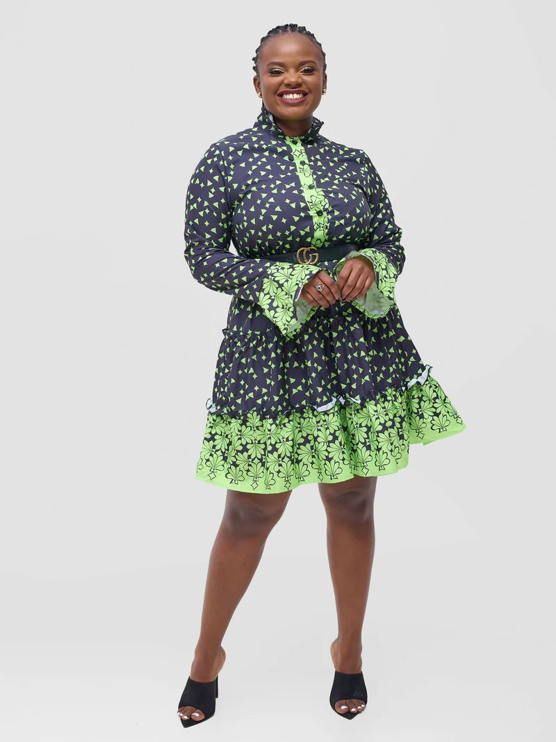 Knee Dress - Black / Green