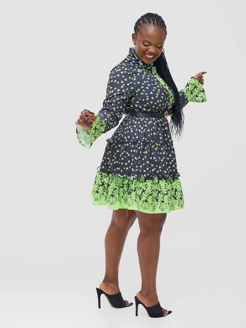 Knee Dress - Black / Green