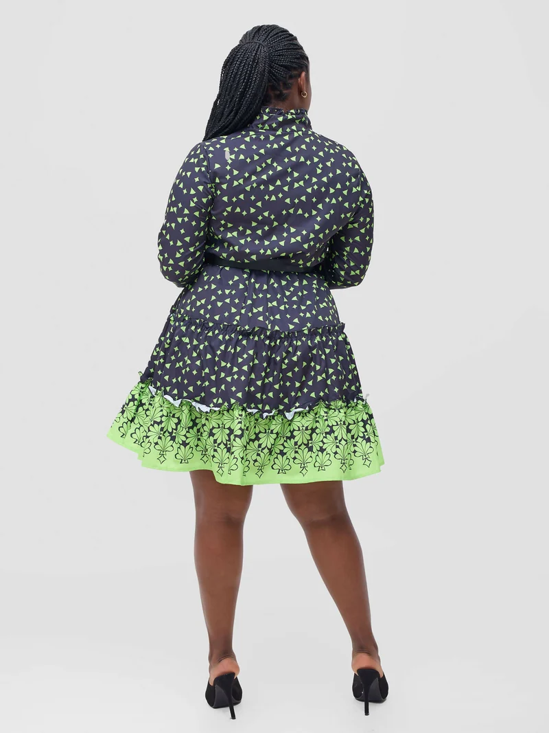 Knee Dress - Black / Green