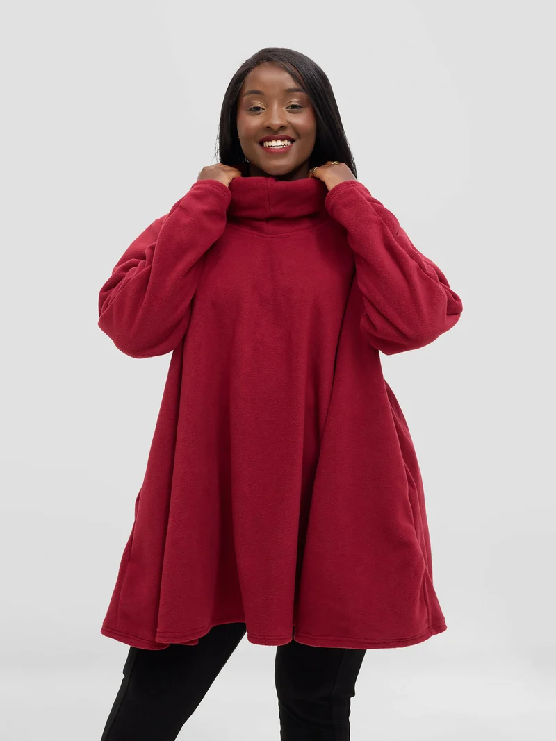TimyT Urban soft Alpen fleece Wrap Poncho - Maroon
