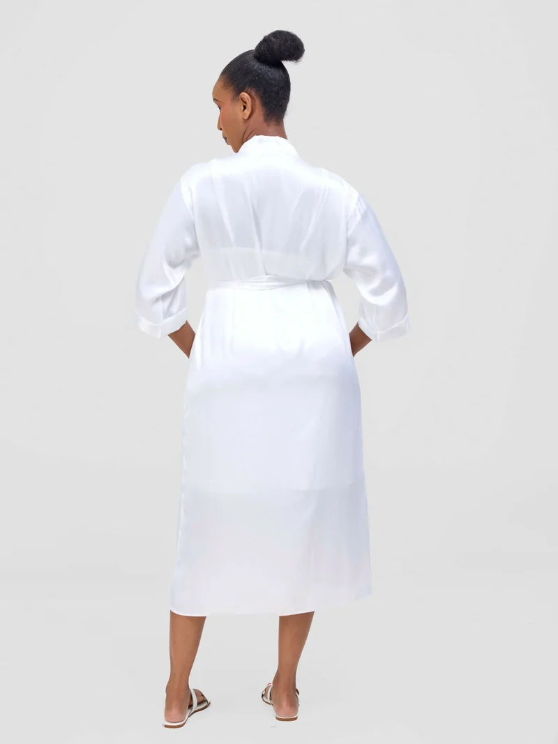 Iristyle Satin Long Robe - White