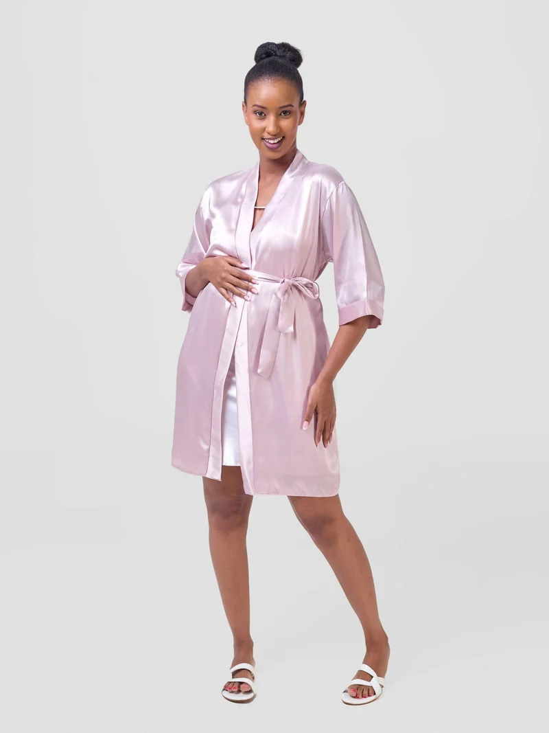 Iristyle Satin Short Robe - Champagne