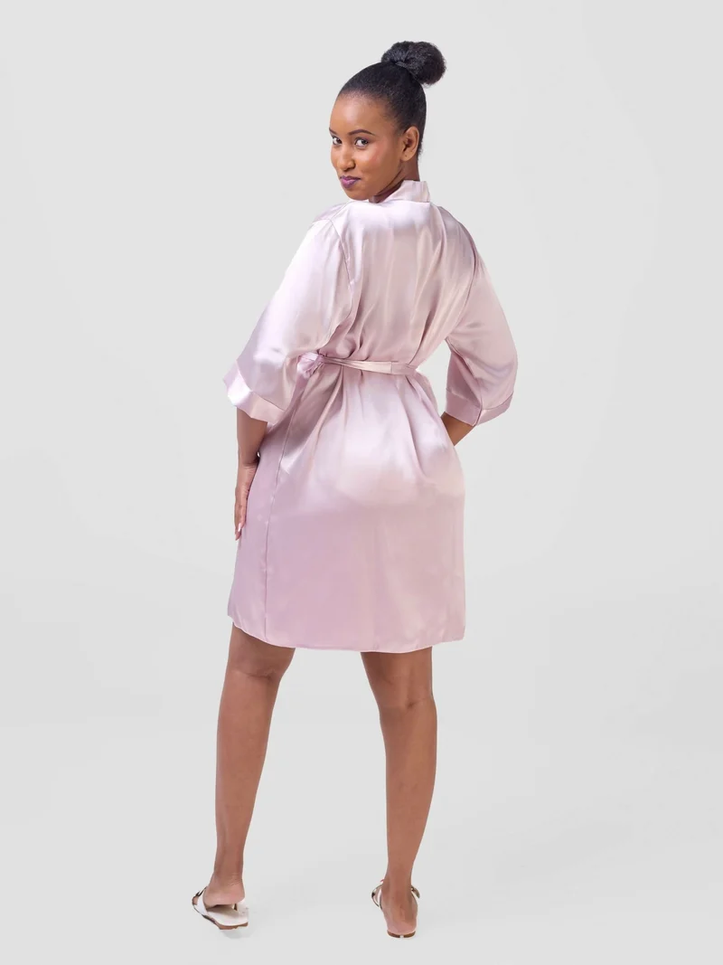 Iristyle Satin Short Robe - Champagne