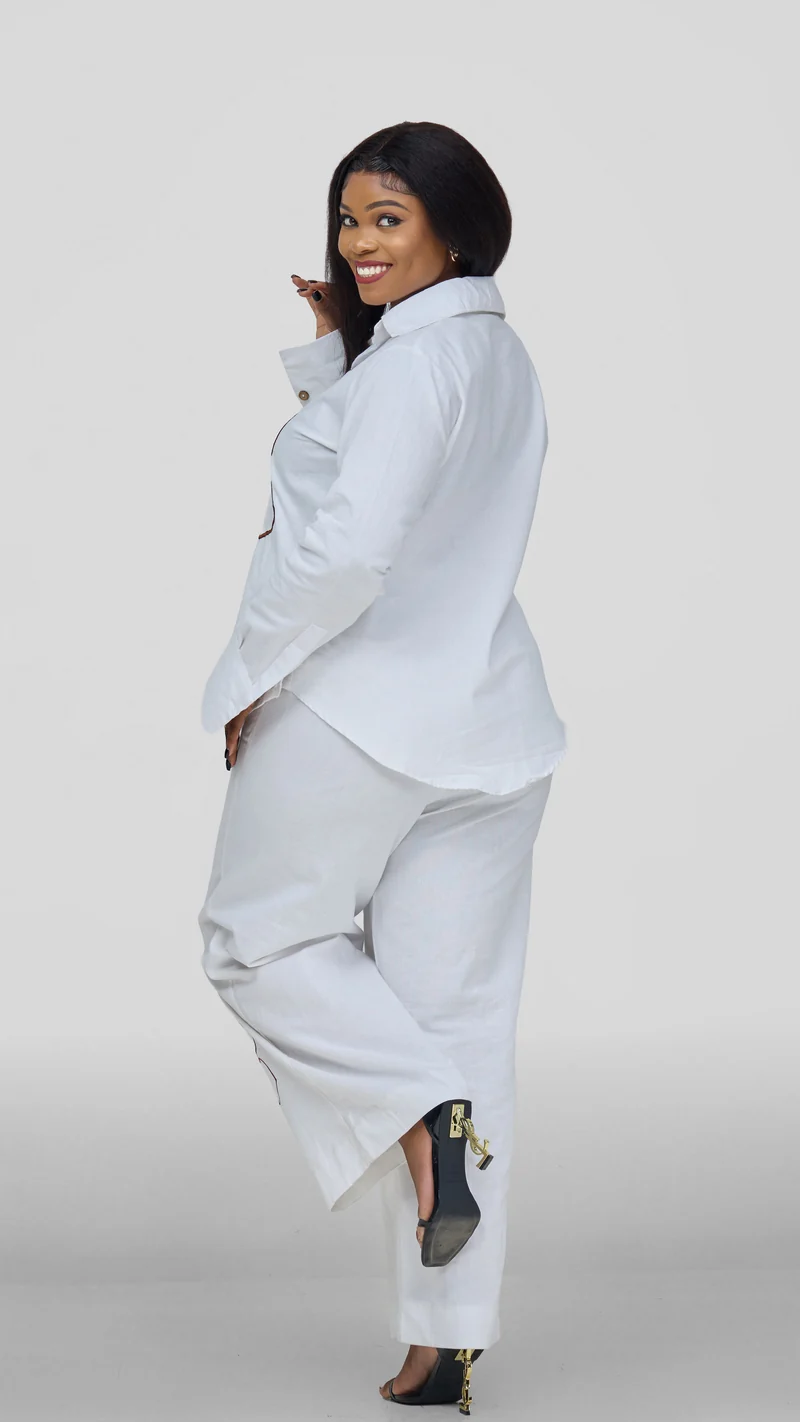 Inroses Joyful Linen Two Piece Set - White/Brown