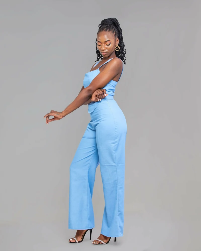 Da'Joy Fashions Bliss Denim Pant Set - Blue