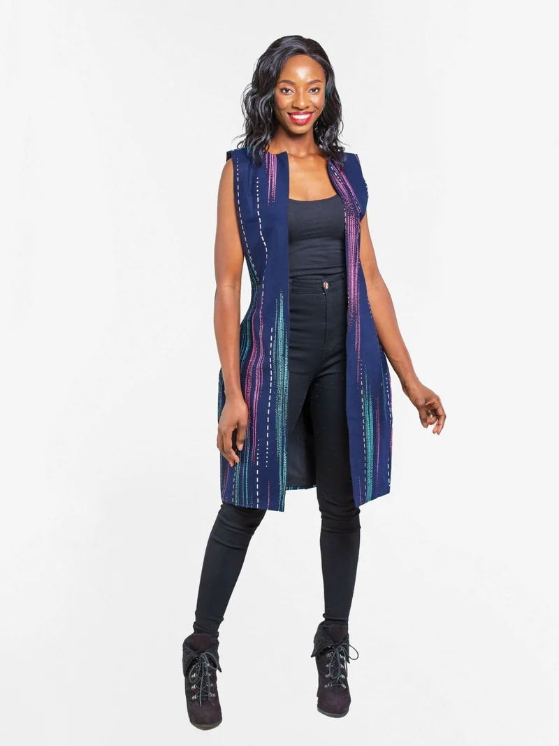 Da'joy Fashions Tweed Blazer - Navy Blue