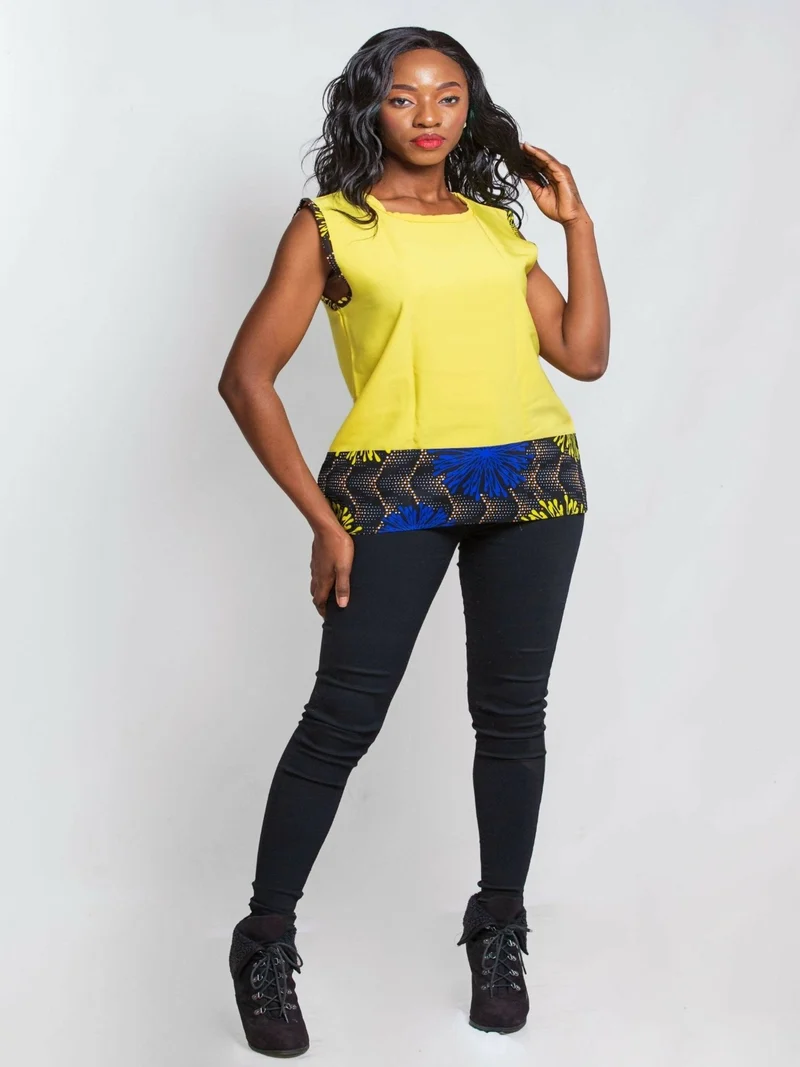 Da'Joy Fashions Diversey Ankara Top - Yellow