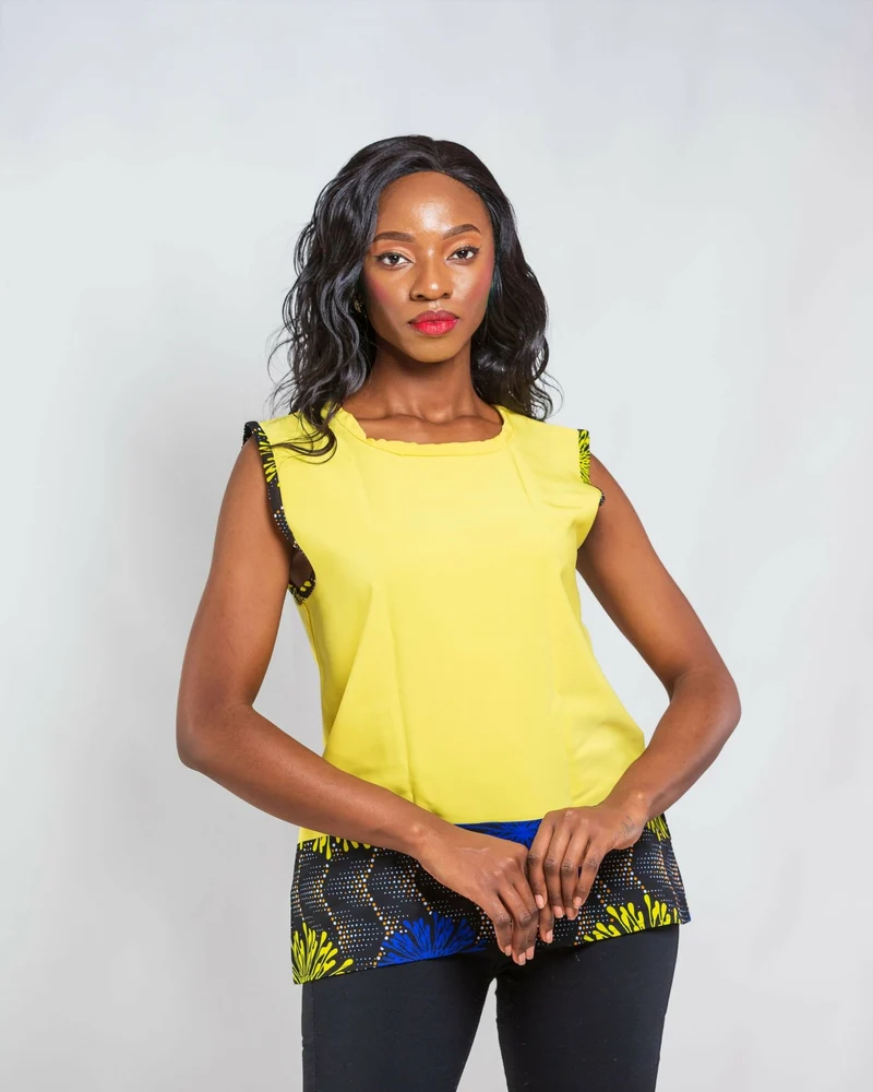 Da'Joy Fashions Diversey Ankara Top - Yellow