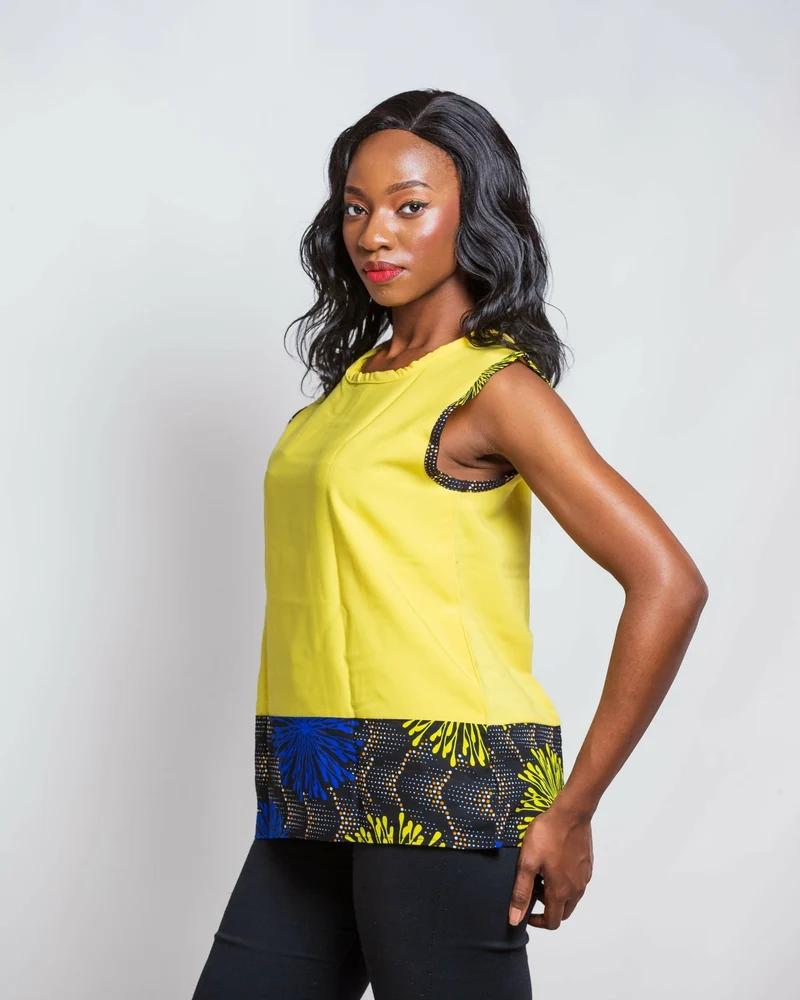 Da'Joy Fashions Diversey Ankara Top - Yellow