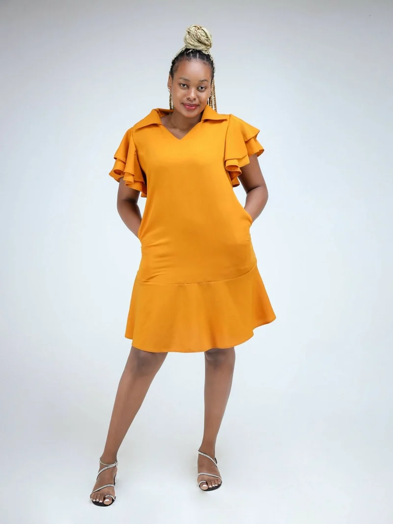 Phyls Collections Naisoi Knee Length Shift Dress - Yellow