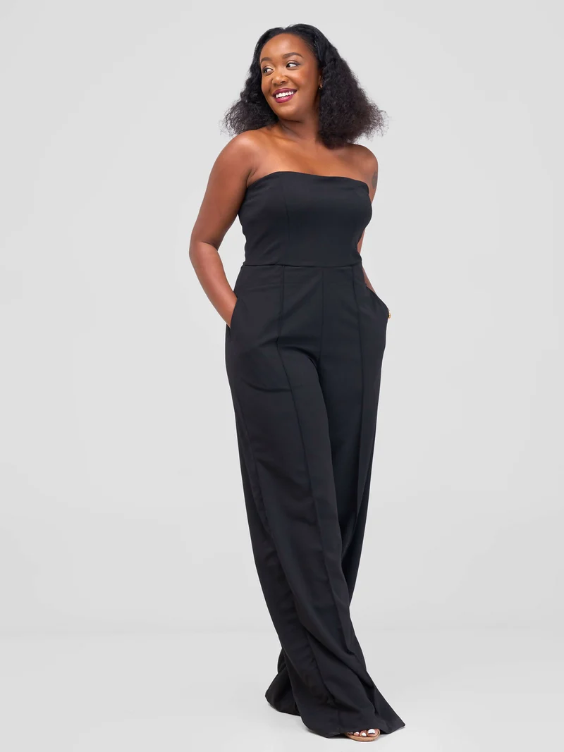 La Flor Apparel Curvy Plus Size Viola Strapless Jumpsuit - Black