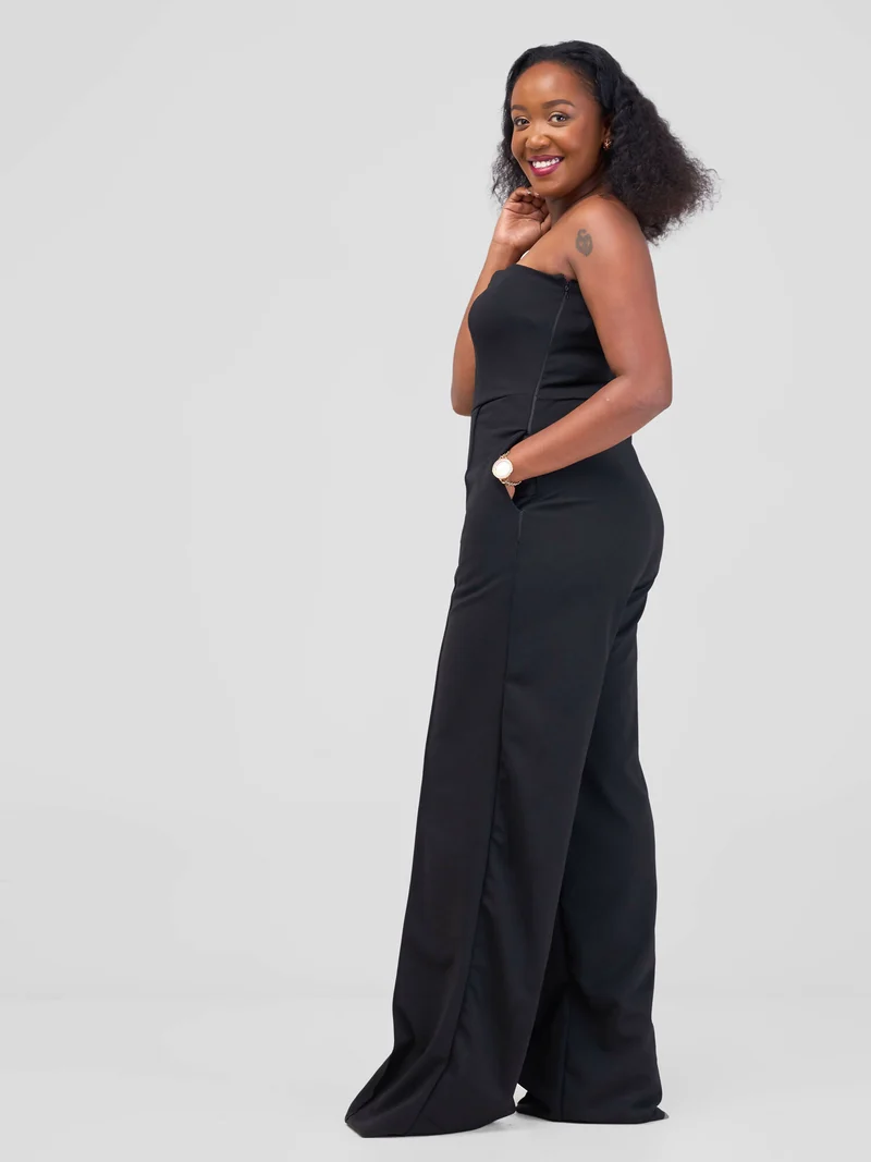 La Flor Apparel Curvy Plus Size Viola Strapless Jumpsuit - Black