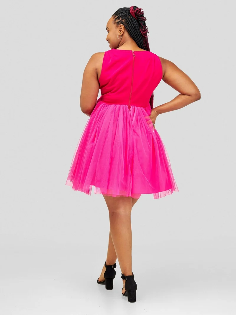 Vintlyne Sunflower Dress - Hot Pink