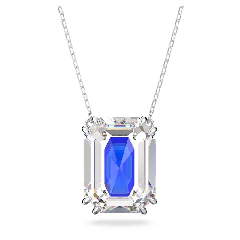 Swarovski Damen Swarovsk Chroma Halskette Oktagon-Schliff, Blau, Rhodinierti 5600625