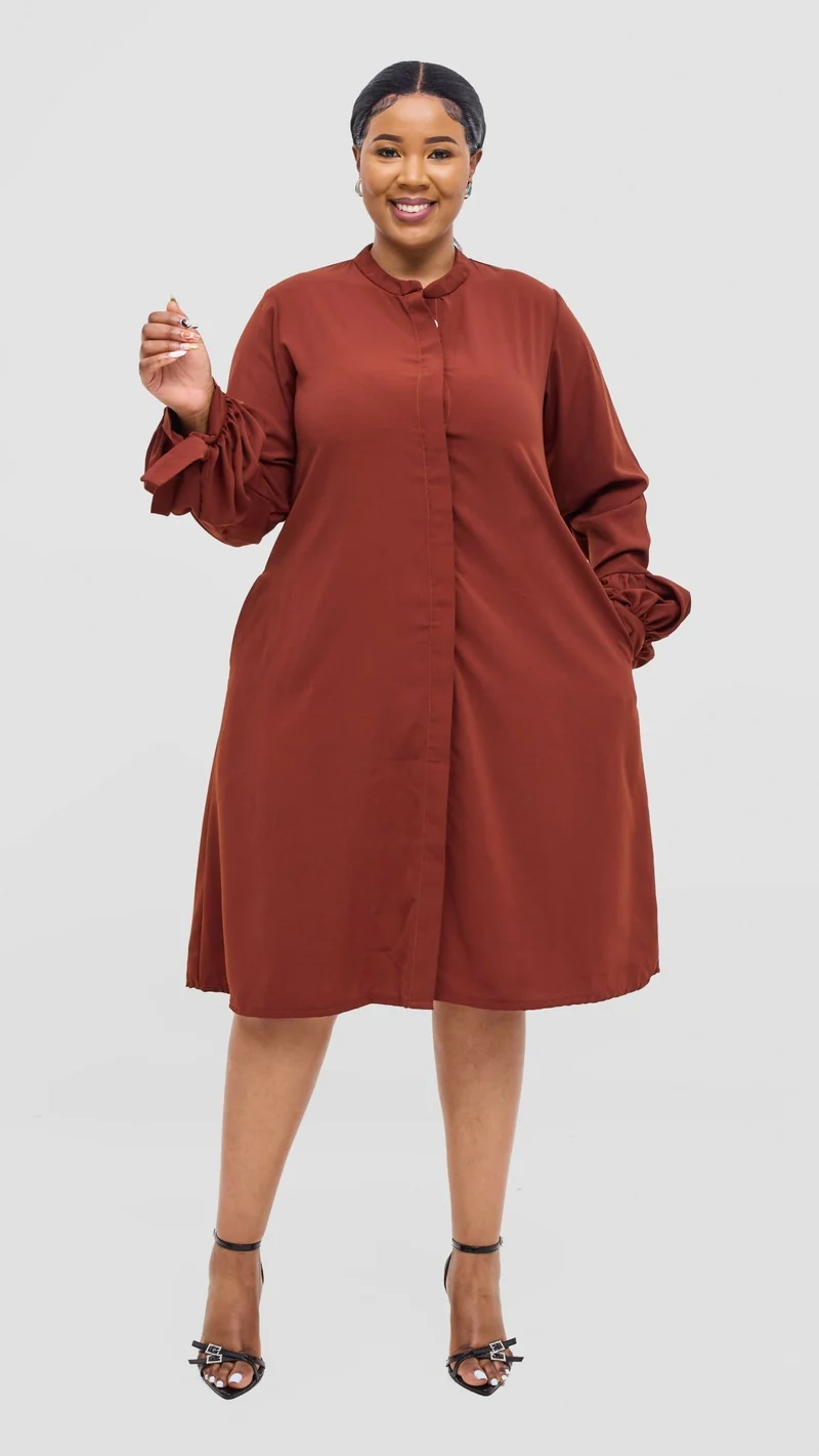 Lucille Couture Elaine Shirt Dress - Brown