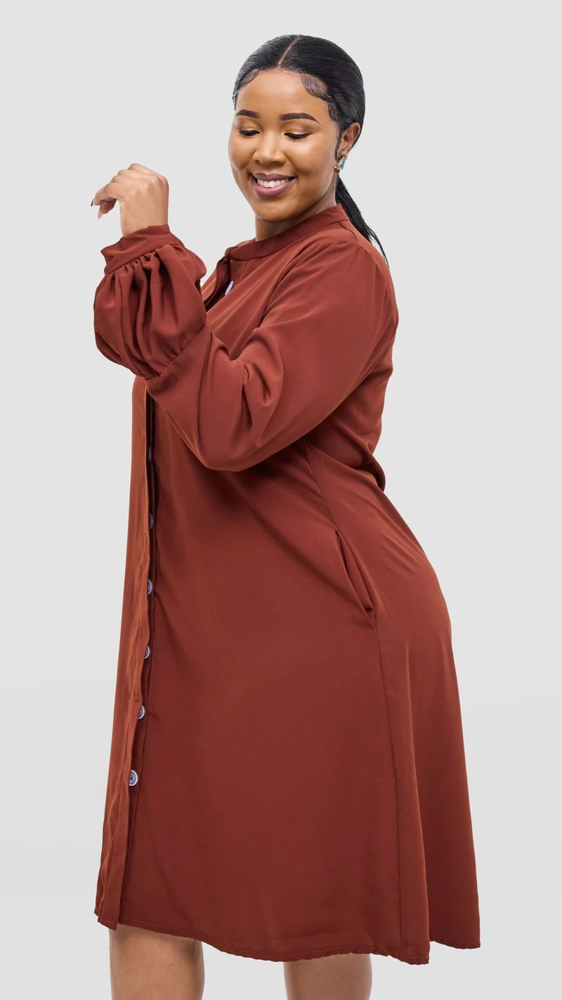 Lucille Couture Elaine Shirt Dress - Brown