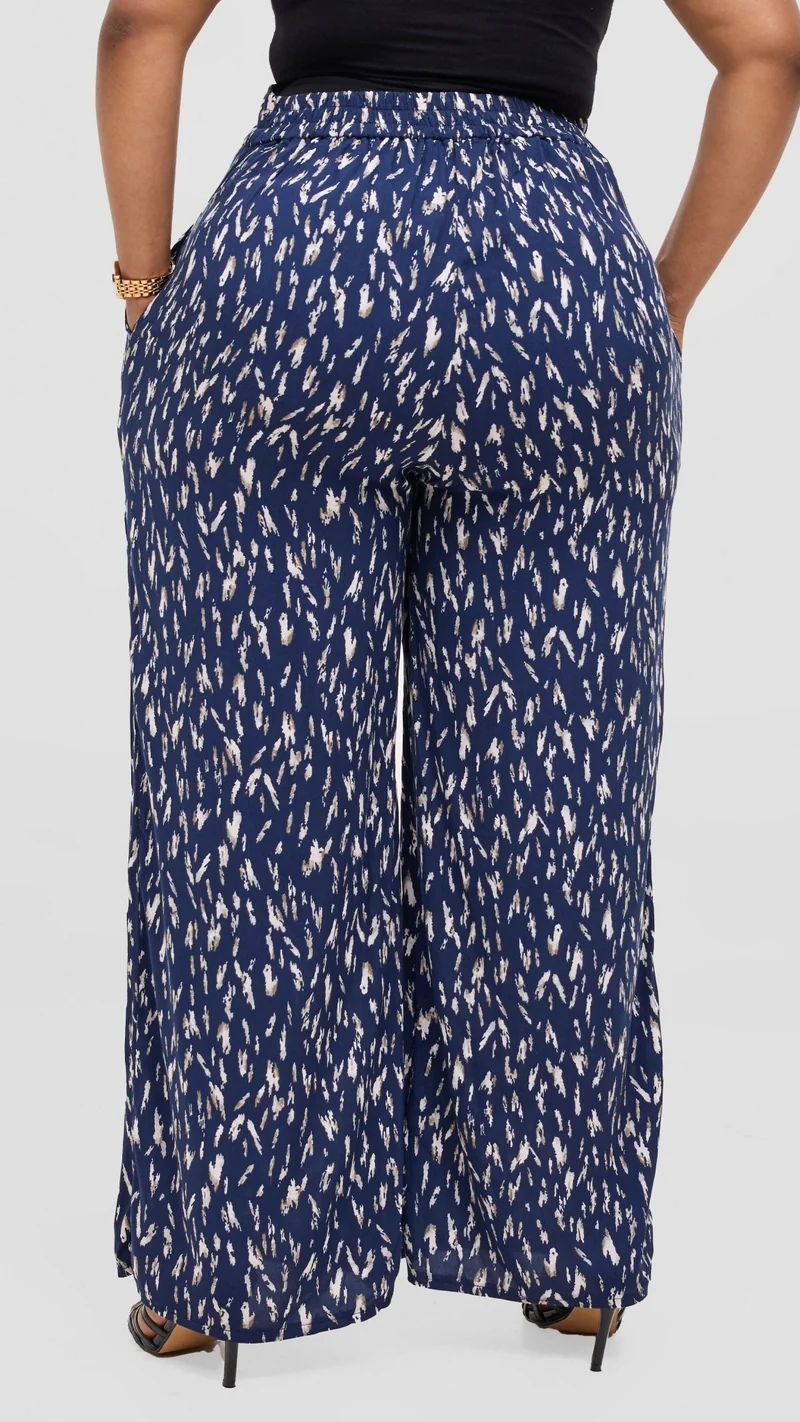 Lucille Couture Elena Palazzo Pant - Blue Print