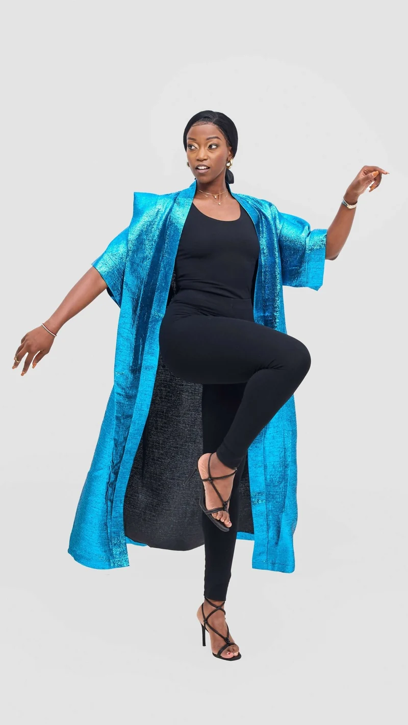 V-LUX Open Kaftan Kimono - Blue