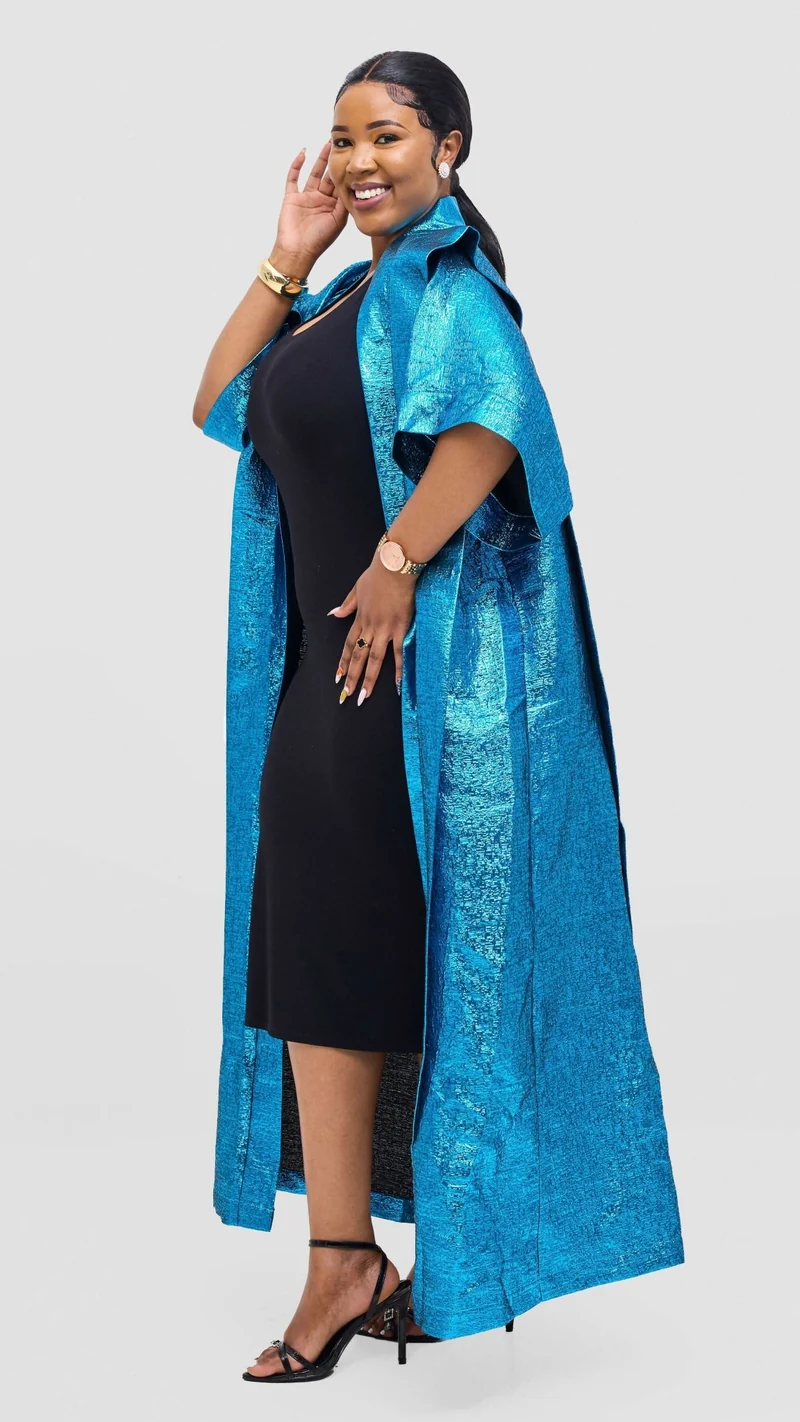 V-LUX Open Kaftan Kimono - Blue