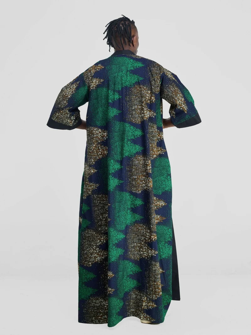 Simbaress Mkuu Long Kimono - Black / Green / Navy Blue