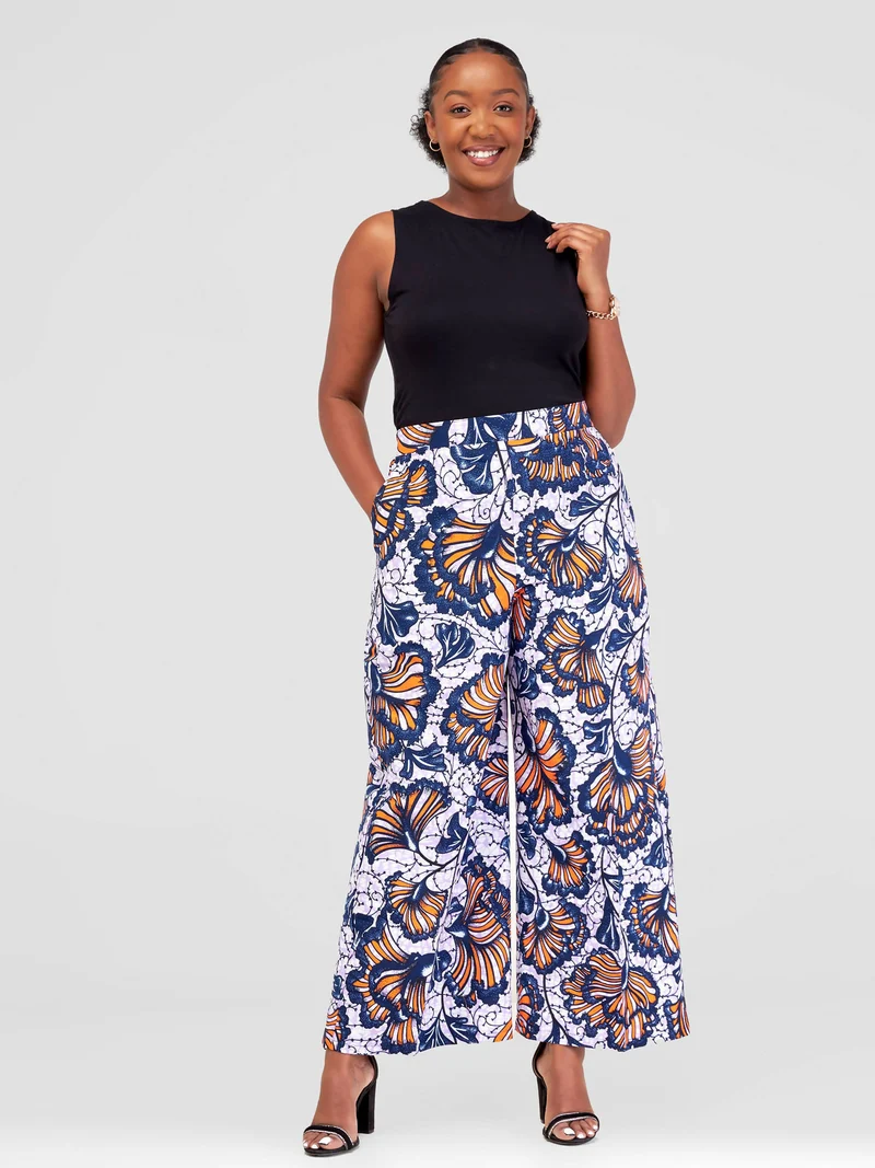 Simbaress Maua Pants - Orange / Navy Blue
