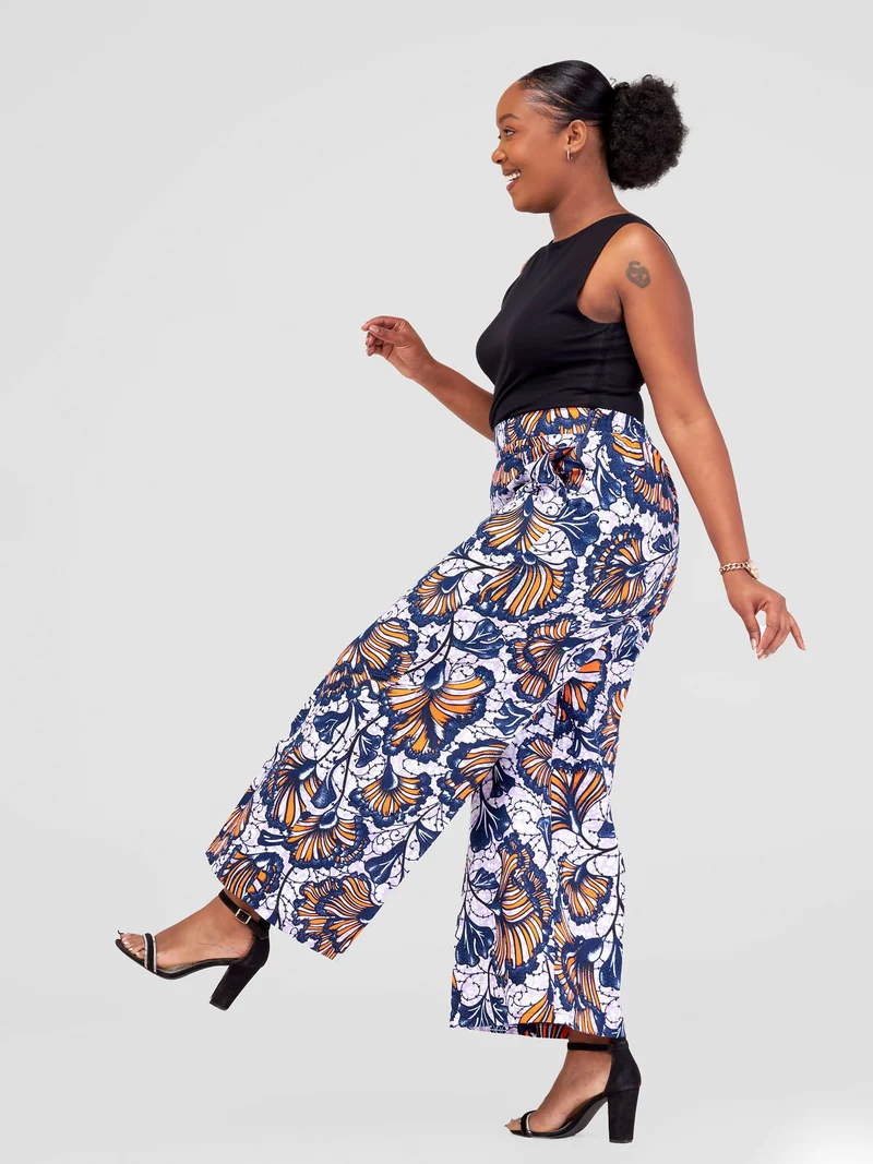 Simbaress Maua Pants - Orange / Navy Blue