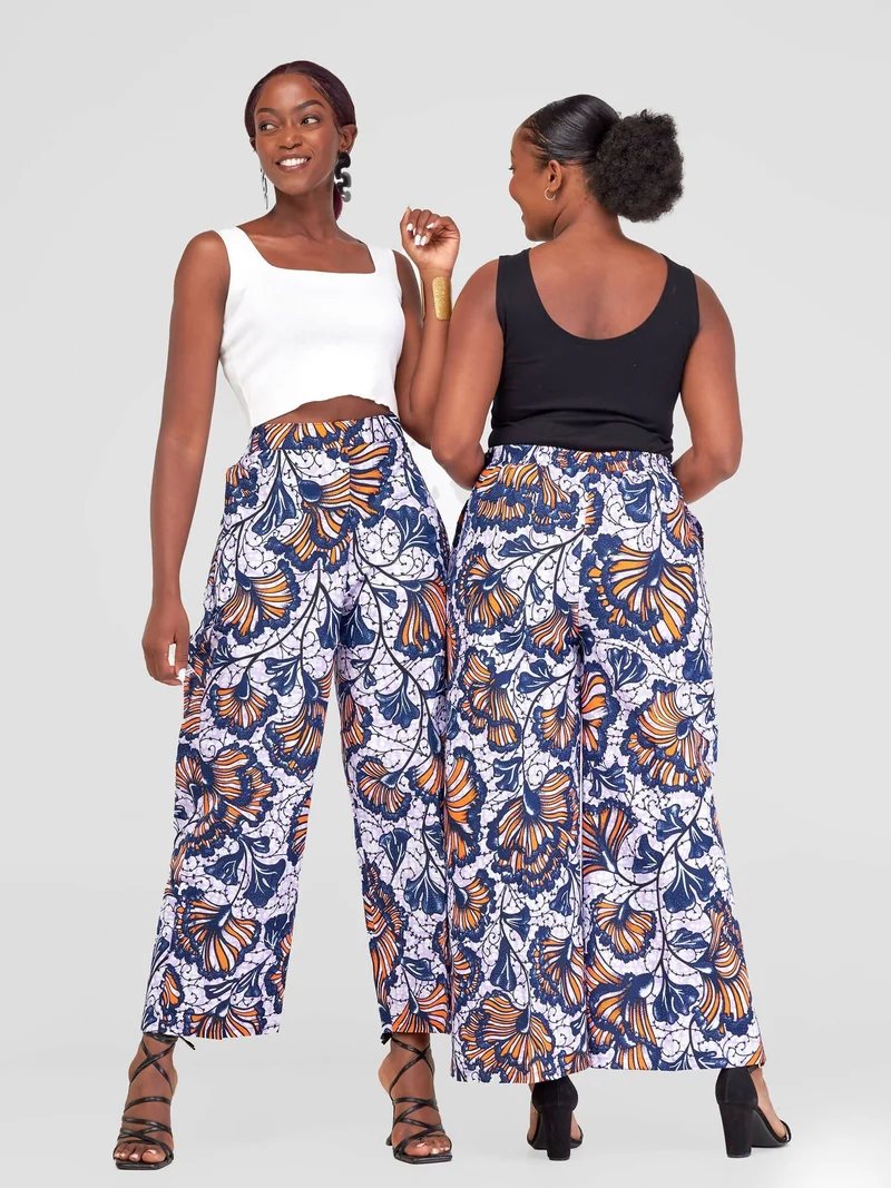 Simbaress Maua Pants - Orange / Navy Blue