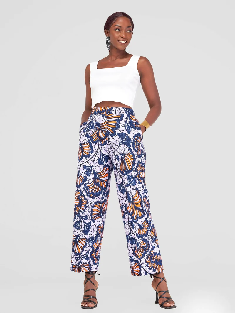 Simbaress Maua Pants - Orange / Navy Blue
