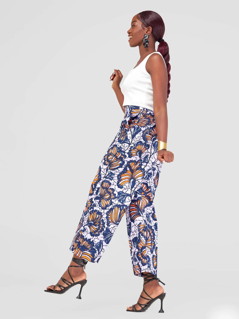 Simbaress Maua Pants - Orange / Navy Blue