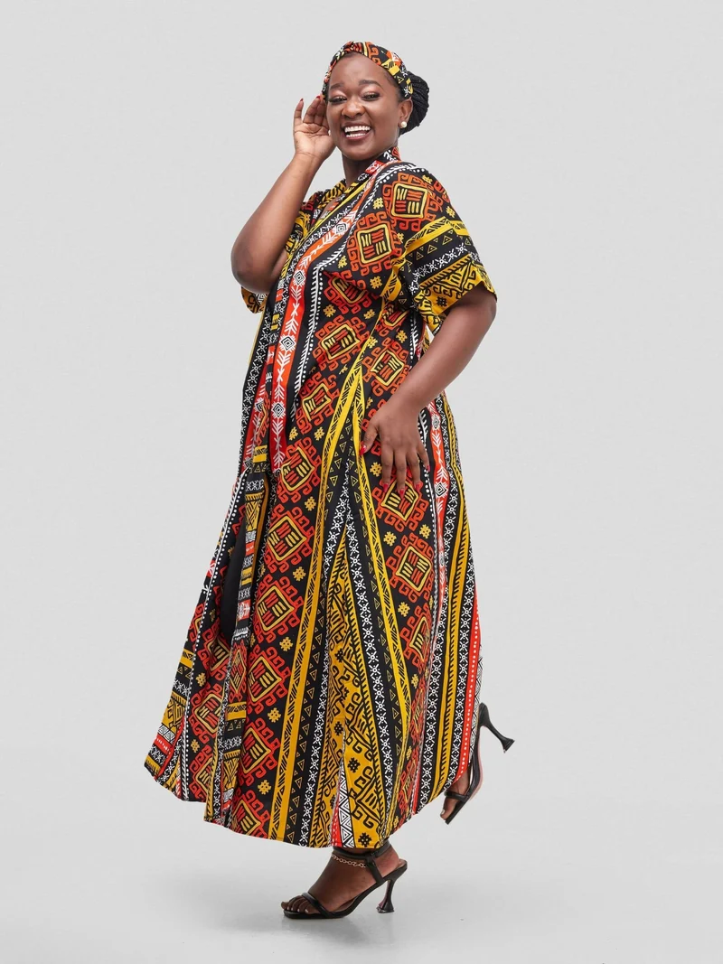 Simbaress Raha Long Kimono - Black/Orange