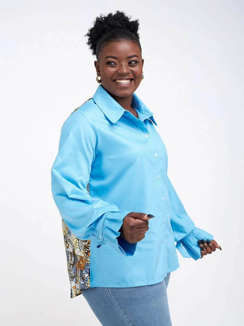 Simbaress Ankara Mix Duma Top - Blue
