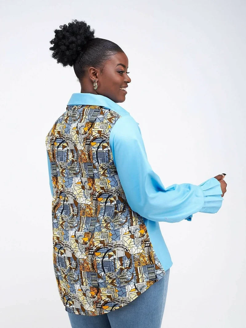 Simbaress Ankara Mix Duma Top - Blue