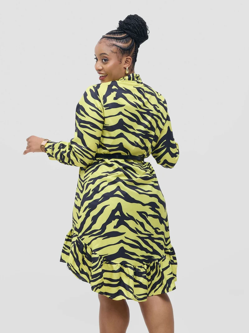 Stylish Sisters Keziah With Belt Dress - Yellow / Black