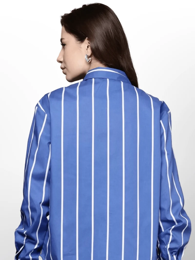Zuana Kenya Stripped Shirt - White / Blue